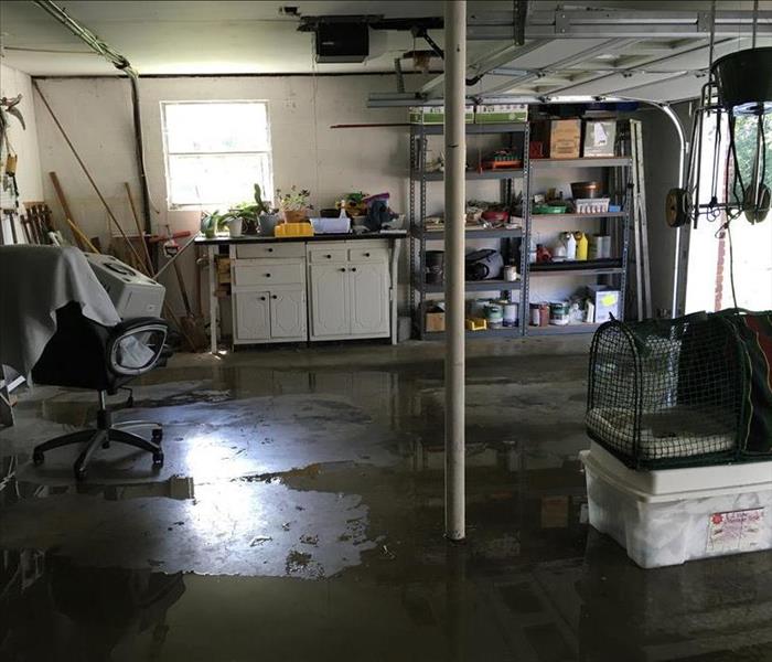 Standing water in garage.