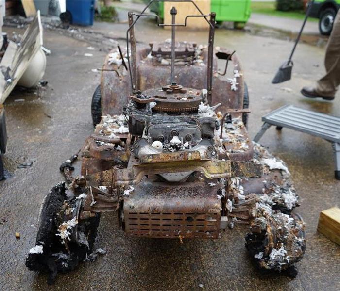 burned up lawn mower